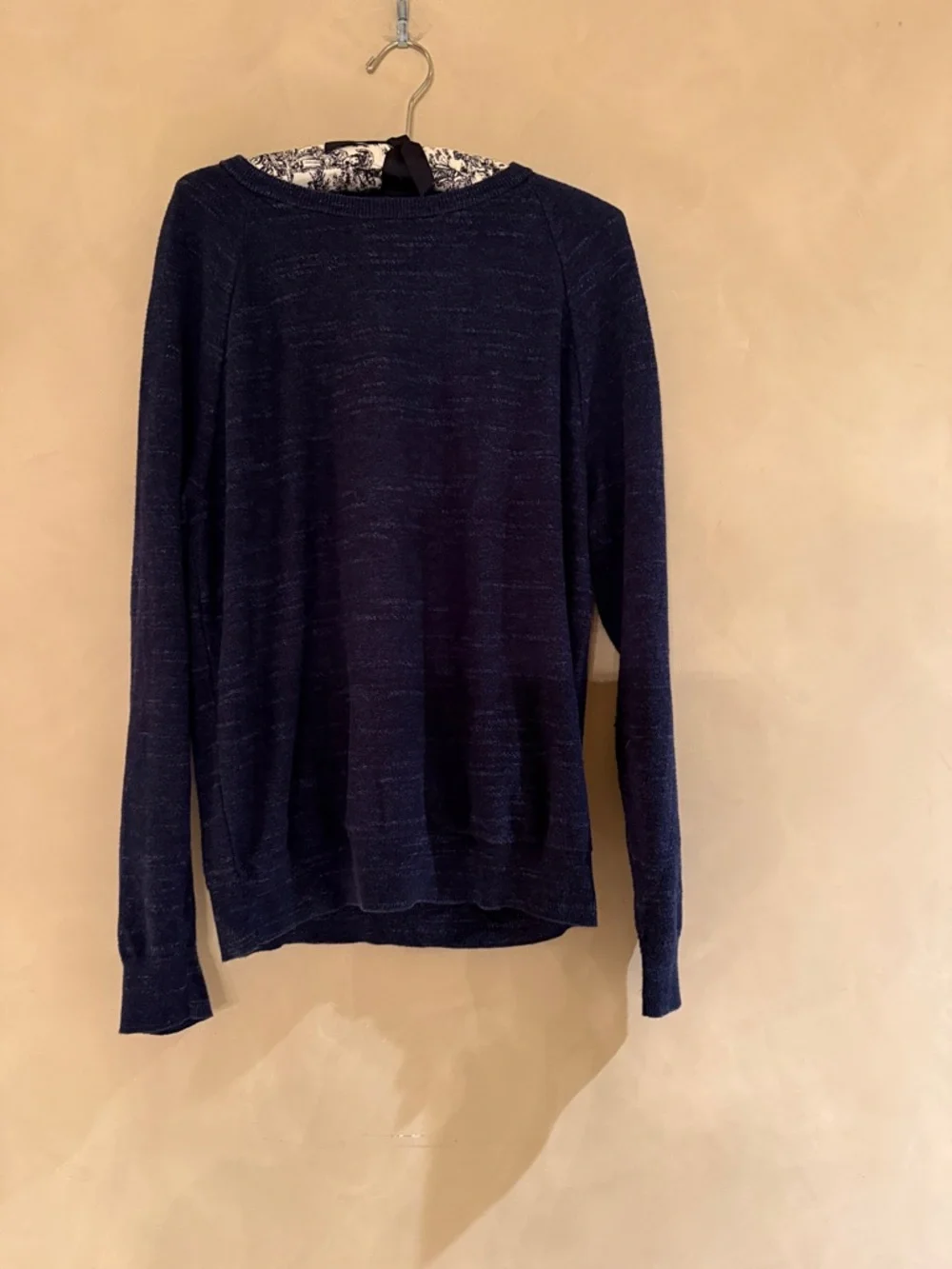 J. Crew 100% Cotton Dark Blue Crewneck Raglan  Long-Sleeve Pullover size M